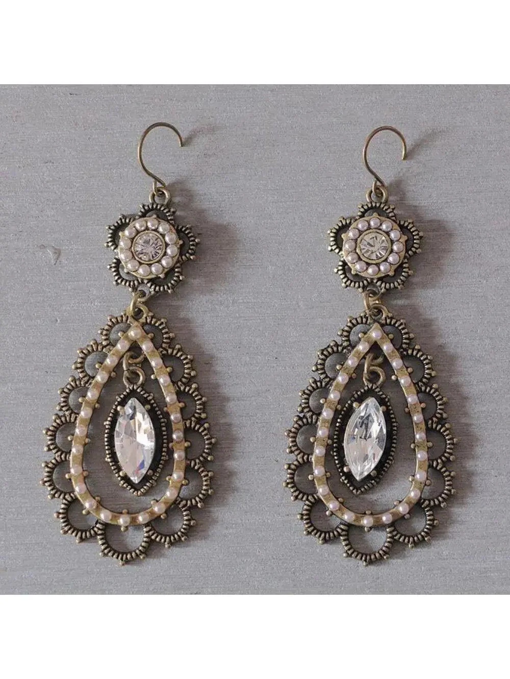 Chloe + Isabel Pearl + Crystal Filigree Earrings